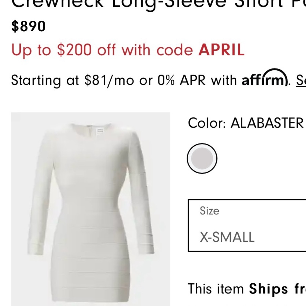 Crewneck Long-Sleeve Dress in Cream